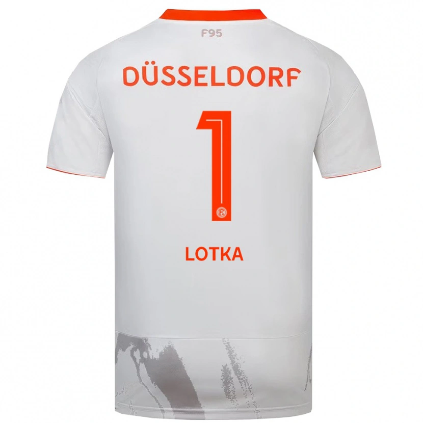 Danxen Børn Marcel Lotka #1 Hvid Orange Udebane Spillertrøjer 2025/26 Trøje T-Shirt