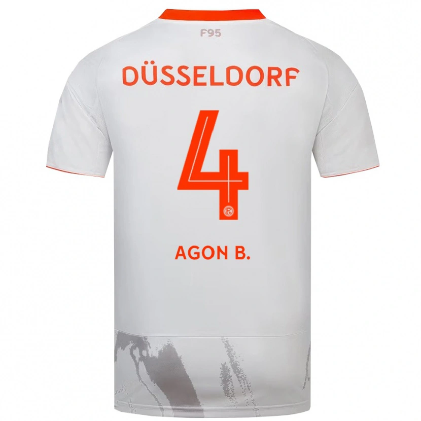 Danxen Børn Agon Bajrami #4 Hvid Orange Udebane Spillertrøjer 2025/26 Trøje T-Shirt