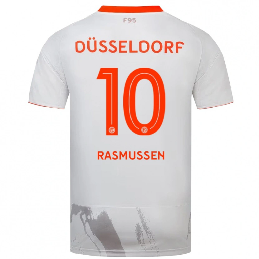 Danxen Børn Christian Rasmussen #10 Hvid Orange Udebane Spillertrøjer 2025/26 Trøje T-Shirt