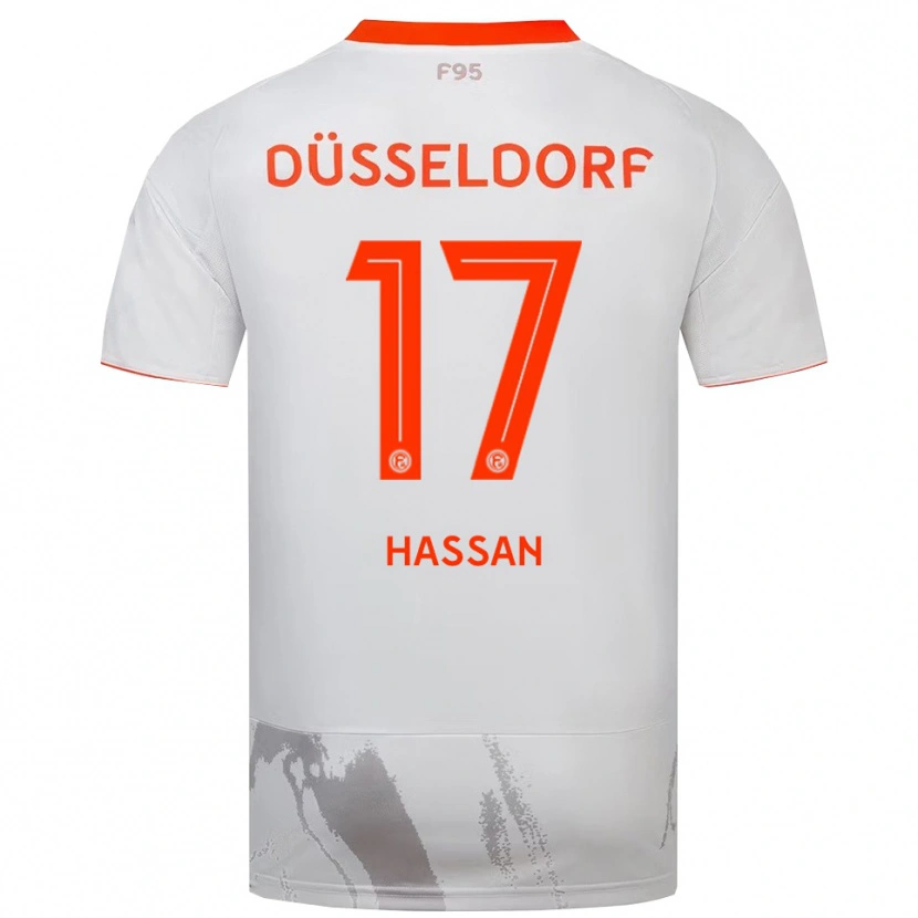 Danxen Børn Ahmad Hassan #17 Hvid Orange Udebane Spillertrøjer 2025/26 Trøje T-Shirt
