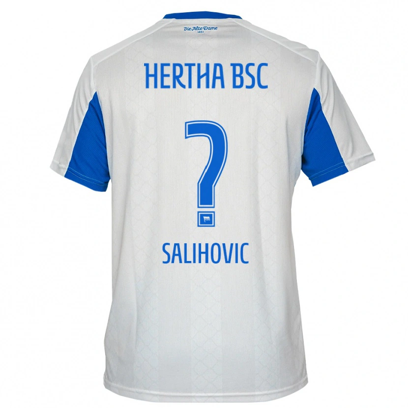 Danxen Børn Mirza Salihovic #0 Hvid Blå Udebane Spillertrøjer 2025/26 Trøje T-Shirt