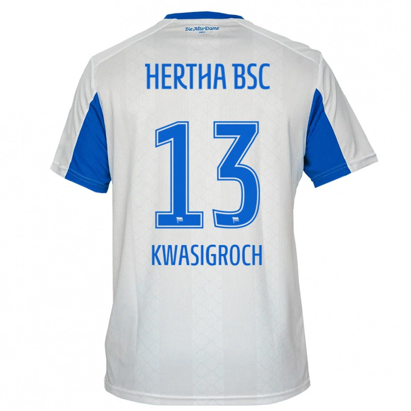 Danxen Børn Robert Kwasigroch #13 Hvid Blå Udebane Spillertrøjer 2025/26 Trøje T-Shirt
