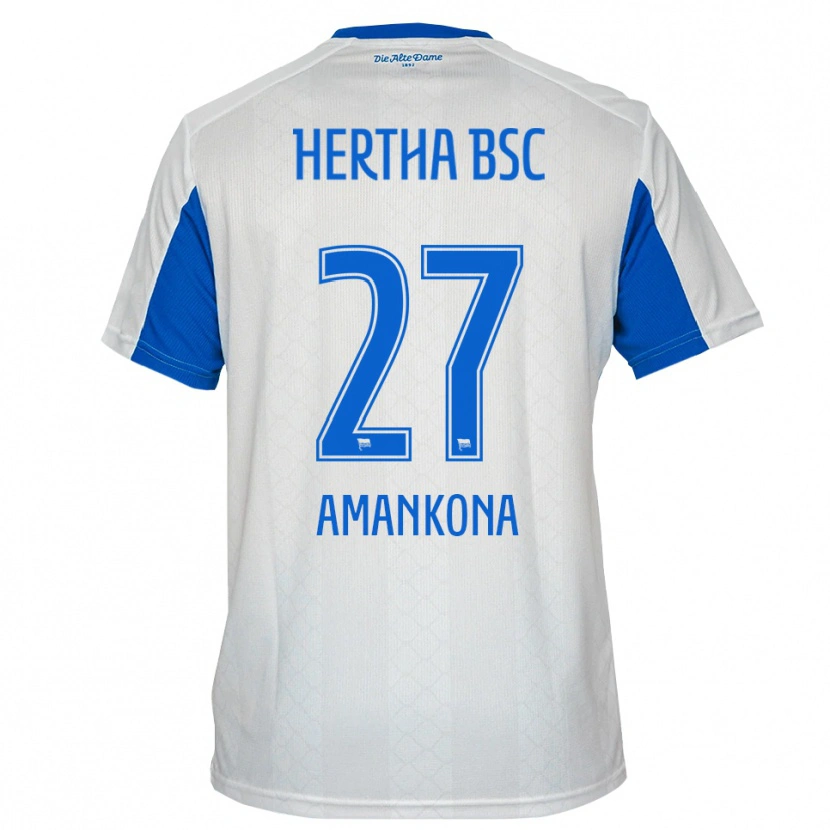 Danxen Børn Nash-Daniel Amankona #27 Hvid Blå Udebane Spillertrøjer 2025/26 Trøje T-Shirt