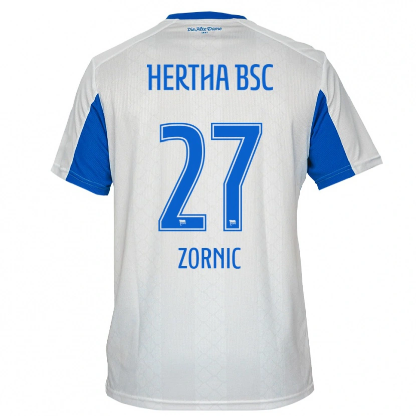 Danxen Børn Tarek Zornic #27 Hvid Blå Udebane Spillertrøjer 2025/26 Trøje T-Shirt