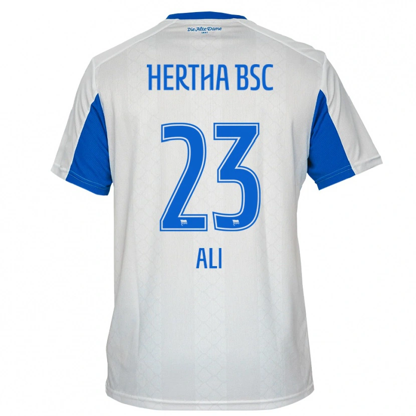 Danxen Børn Denniz Ali #23 Hvid Blå Udebane Spillertrøjer 2025/26 Trøje T-Shirt