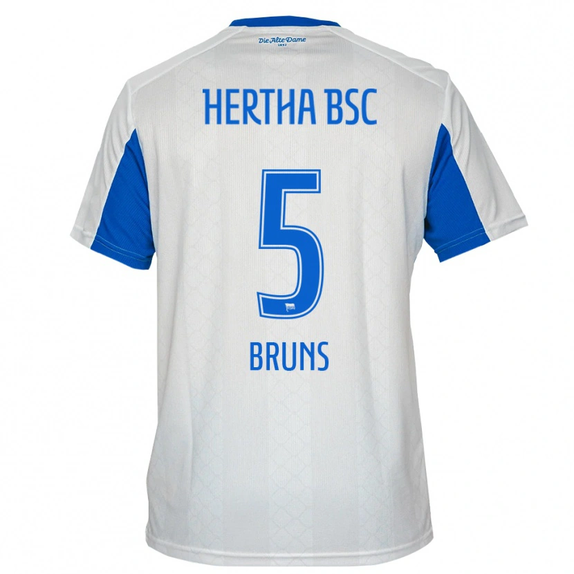 Danxen Børn Mathis Bruns #5 Hvid Blå Udebane Spillertrøjer 2025/26 Trøje T-Shirt