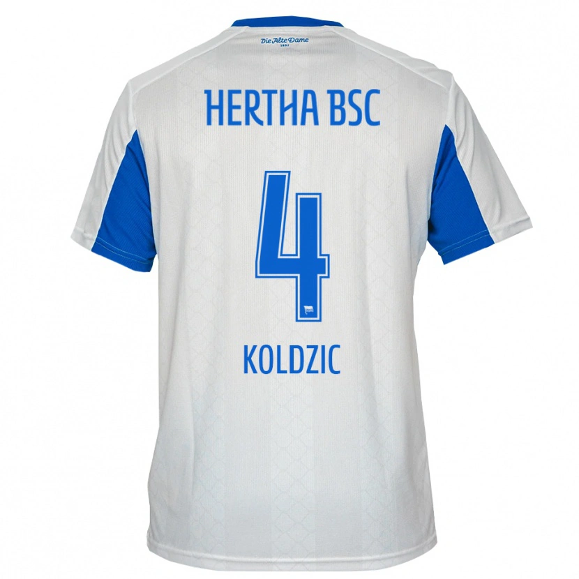 Danxen Børn Denis Koldzic #4 Hvid Blå Udebane Spillertrøjer 2025/26 Trøje T-Shirt