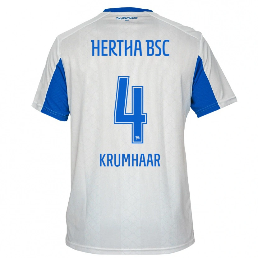 Danxen Børn Marvin Krumhaar #4 Hvid Blå Udebane Spillertrøjer 2025/26 Trøje T-Shirt
