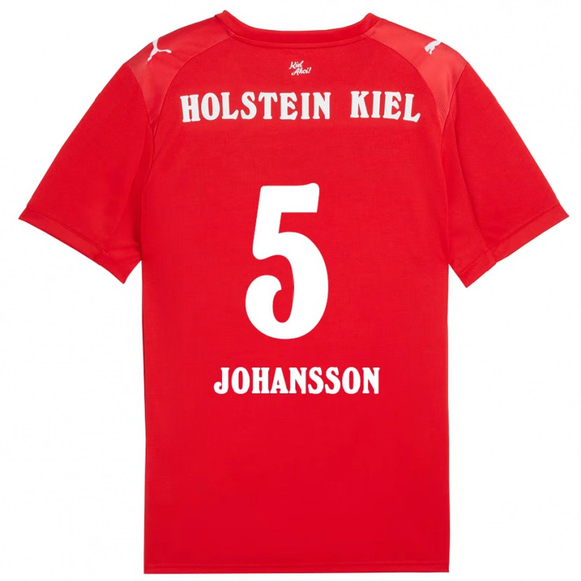 Danxen Børn Carl Johansson #5 Rød Blå Udebane Spillertrøjer 2025/26 Trøje T-Shirt