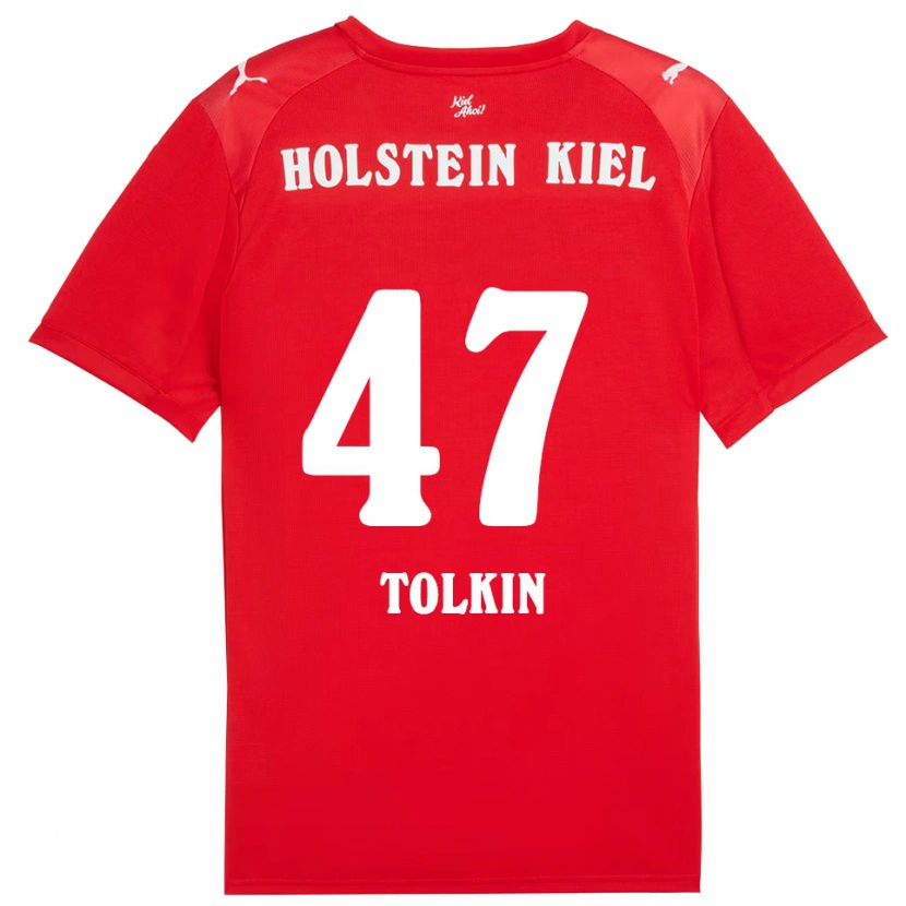 Danxen Børn John Tolkin #47 Rød Blå Udebane Spillertrøjer 2025/26 Trøje T-Shirt