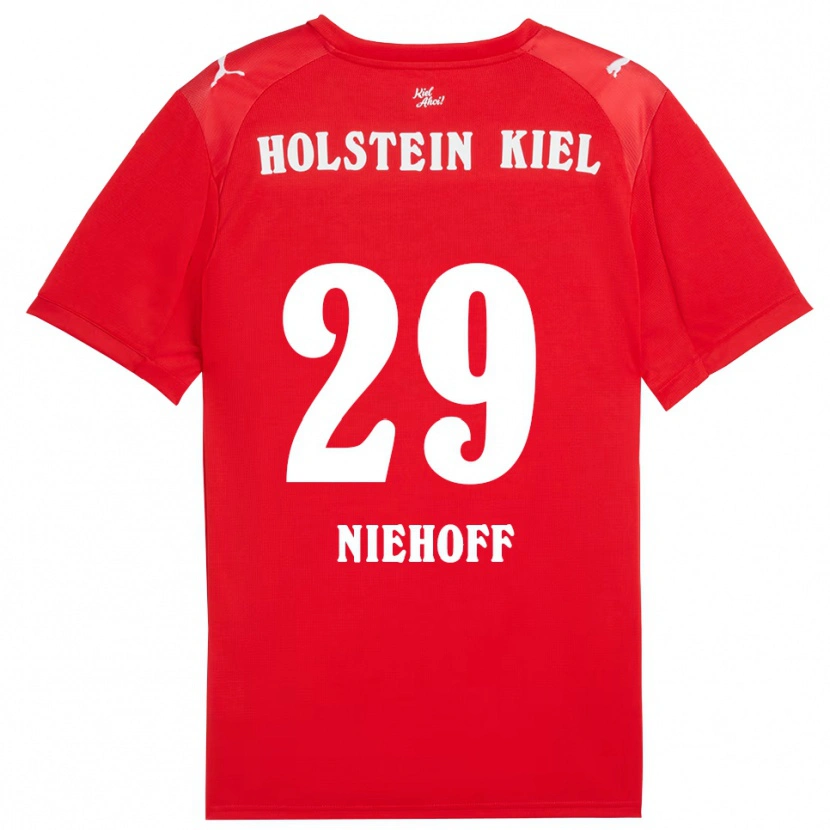 Danxen Børn Niklas Niehoff #29 Rød Blå Udebane Spillertrøjer 2025/26 Trøje T-Shirt
