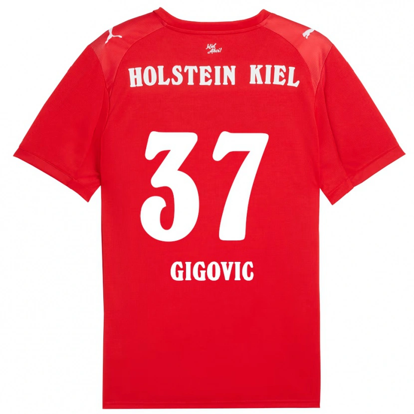 Danxen Børn Armin Gigovic #37 Rød Blå Udebane Spillertrøjer 2025/26 Trøje T-Shirt