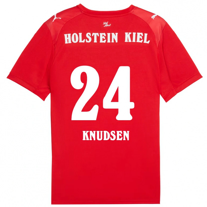 Danxen Børn Magnus Knudsen #24 Rød Blå Udebane Spillertrøjer 2025/26 Trøje T-Shirt