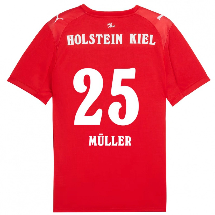 Danxen Børn Marcus Müller #25 Rød Blå Udebane Spillertrøjer 2025/26 Trøje T-Shirt