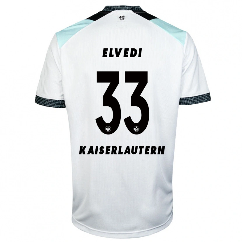 Danxen Børn Jan Elvedi #33 Hvid Sort Udebane Spillertrøjer 2025/26 Trøje T-Shirt