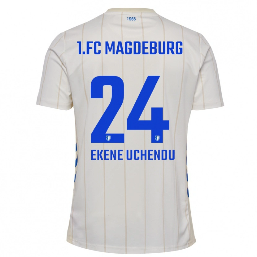 Danxen Børn Esposito Ekene Uchendu #24 Hvid Blå Udebane Spillertrøjer 2025/26 Trøje T-Shirt