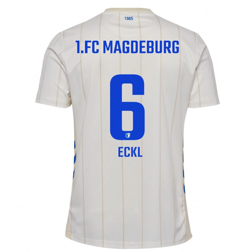 Danxen Børn Hanna Eckl #6 Hvid Blå Udebane Spillertrøjer 2025/26 Trøje T-Shirt