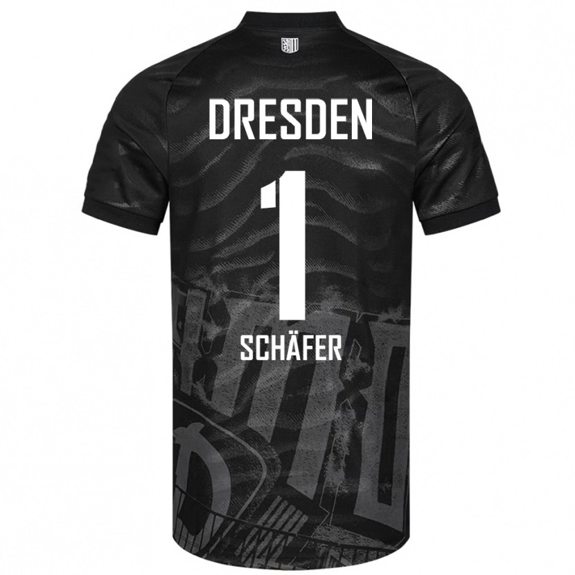 Danxen Børn Moritz Schäfer #1 Sort Grå Udebane Spillertrøjer 2025/26 Trøje T-Shirt