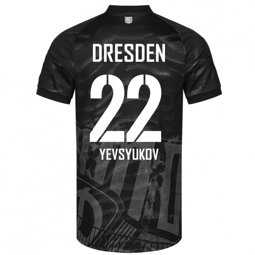 Danxen Børn Demyd Yevsyukov #22 Sort Grå Udebane Spillertrøjer 2025/26 Trøje T-Shirt