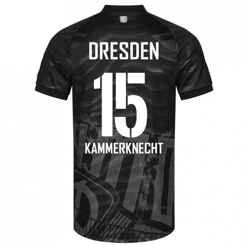 Danxen Børn Claudio Kammerknecht #15 Sort Grå Udebane Spillertrøjer 2025/26 Trøje T-Shirt
