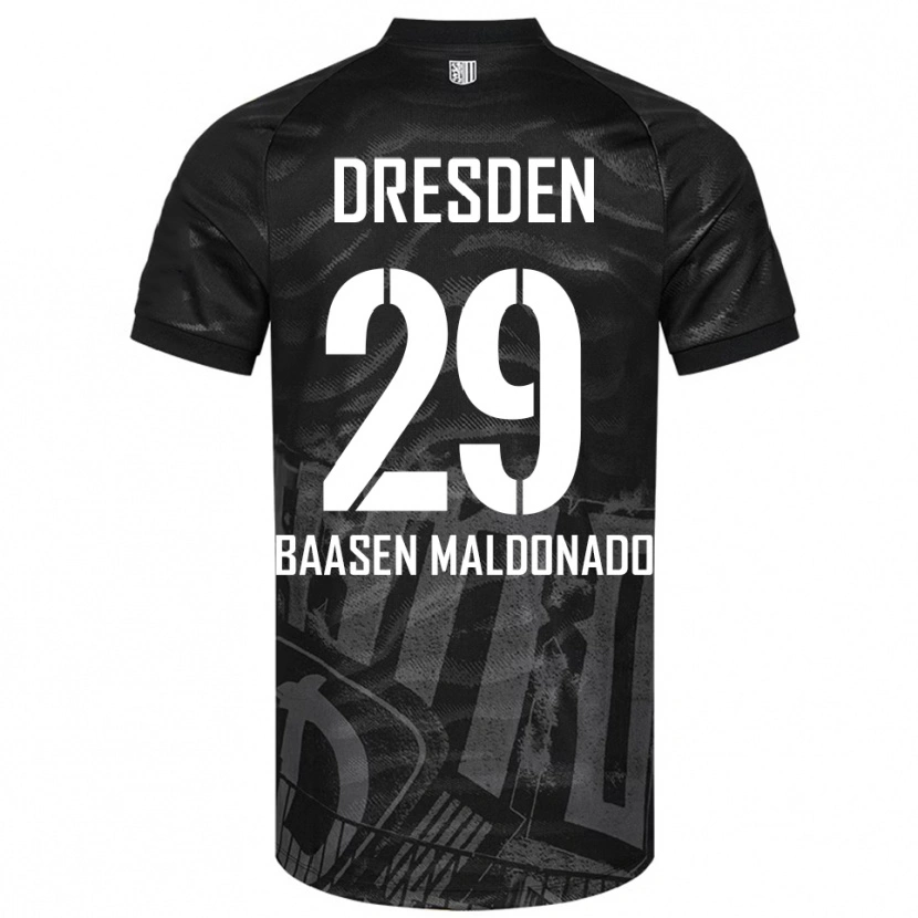 Danxen Børn Luis Baasen Maldonado #29 Sort Grå Udebane Spillertrøjer 2025/26 Trøje T-Shirt