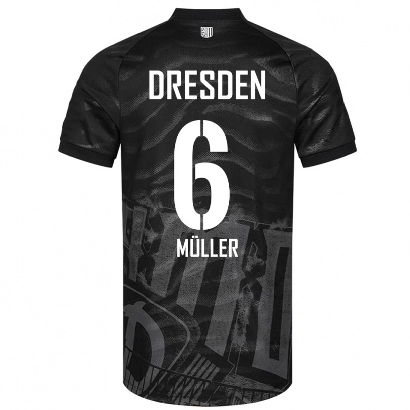 Danxen Børn Friedrich Müller #6 Sort Grå Udebane Spillertrøjer 2025/26 Trøje T-Shirt
