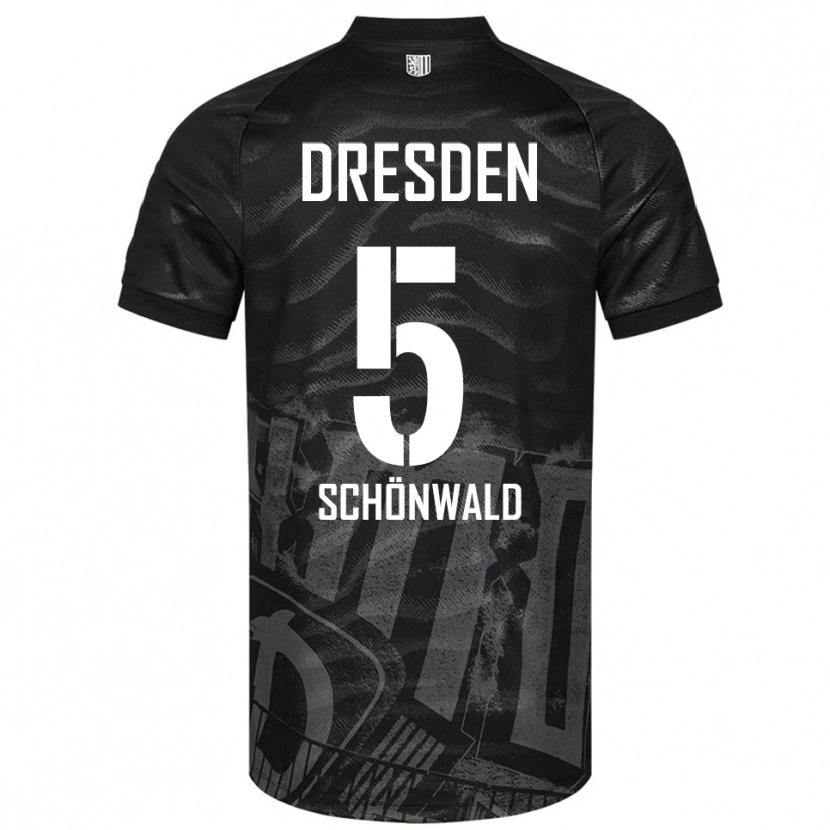 Danxen Børn Laurin Schönwald #5 Sort Grå Udebane Spillertrøjer 2025/26 Trøje T-Shirt