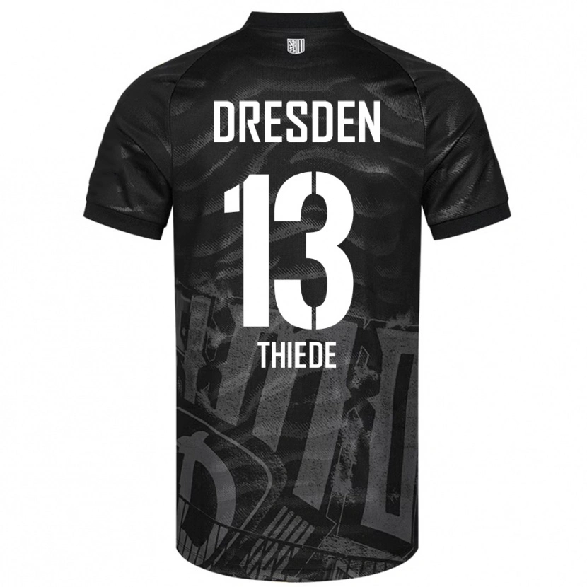 Danxen Børn Tristan Thiede #13 Sort Grå Udebane Spillertrøjer 2025/26 Trøje T-Shirt