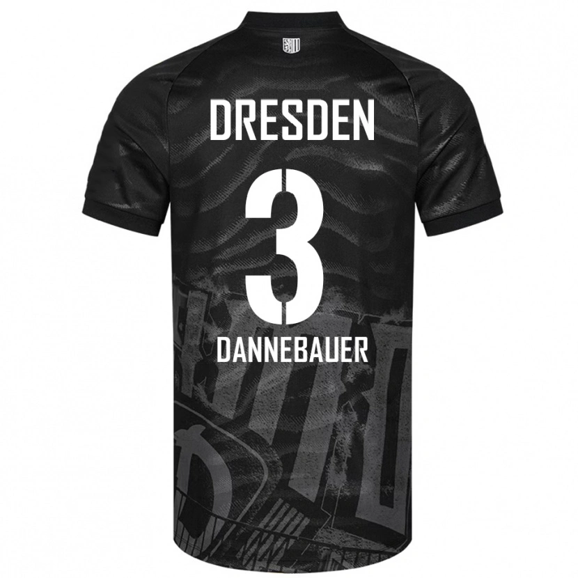 Danxen Børn Elias Dannebauer #3 Sort Grå Udebane Spillertrøjer 2025/26 Trøje T-Shirt