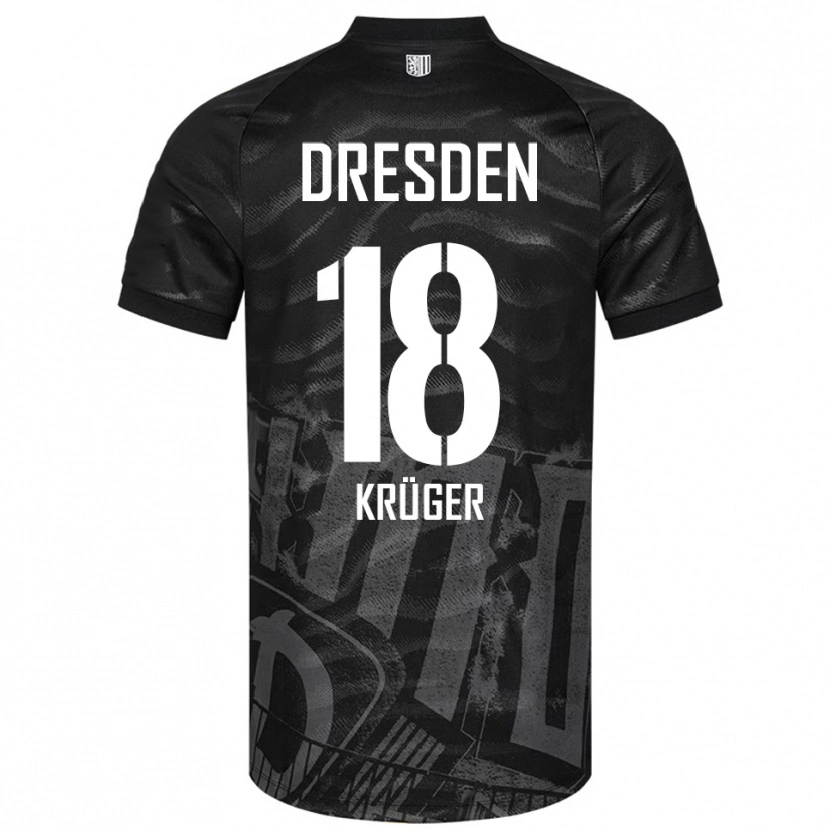 Danxen Børn Kevin Krüger #18 Sort Grå Udebane Spillertrøjer 2025/26 Trøje T-Shirt