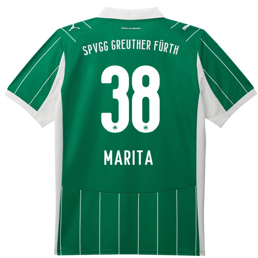 Danxen Børn Raul Marita #38 Grøn Hvid Udebane Spillertrøjer 2025/26 Trøje T-Shirt
