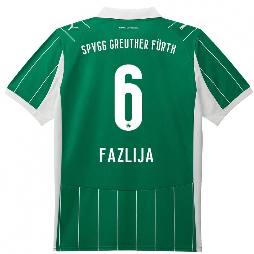 Danxen Børn Arjanit Fazlija #6 Grøn Hvid Udebane Spillertrøjer 2025/26 Trøje T-Shirt
