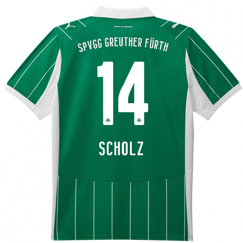 Danxen Børn Yannick Scholz #14 Grøn Hvid Udebane Spillertrøjer 2025/26 Trøje T-Shirt