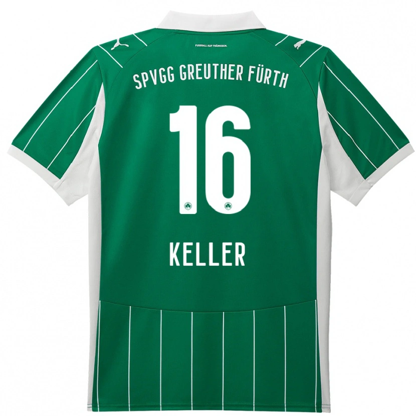 Danxen Børn Aaron Keller #16 Grøn Hvid Udebane Spillertrøjer 2025/26 Trøje T-Shirt