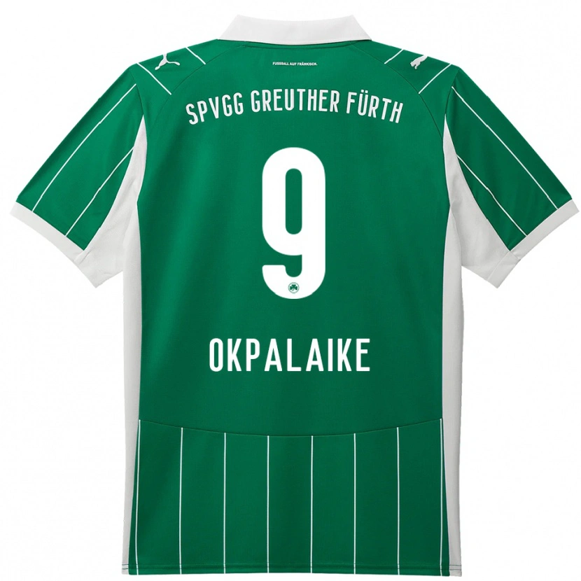 Danxen Børn Joshua Okpalaike #9 Grøn Hvid Udebane Spillertrøjer 2025/26 Trøje T-Shirt