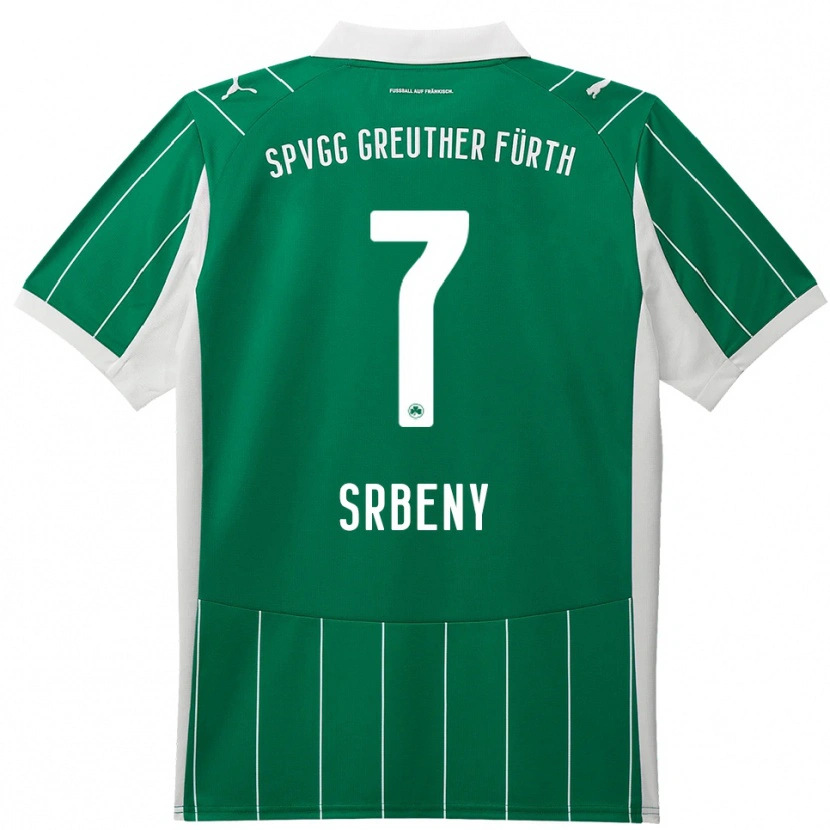 Danxen Børn Dennis Srbeny #7 Grøn Hvid Udebane Spillertrøjer 2025/26 Trøje T-Shirt