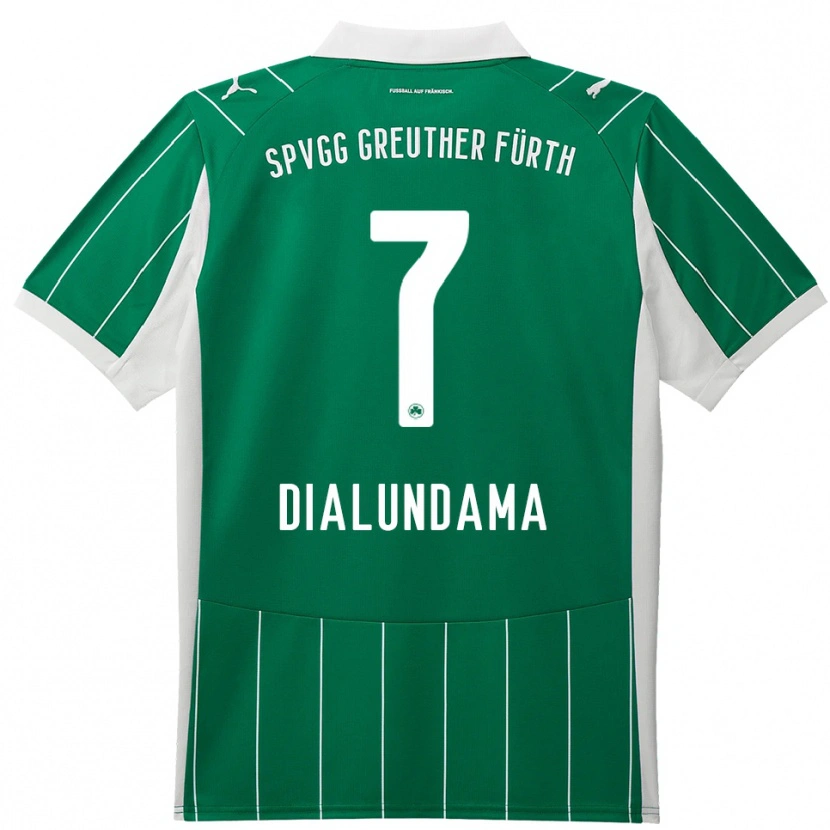 Danxen Børn Emmanuel Dialundama #7 Grøn Hvid Udebane Spillertrøjer 2025/26 Trøje T-Shirt
