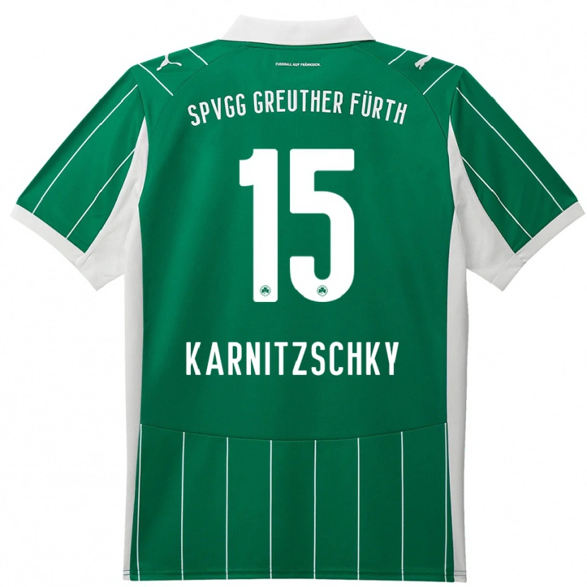 Danxen Børn Nick Karnitzschky #15 Grøn Hvid Udebane Spillertrøjer 2025/26 Trøje T-Shirt