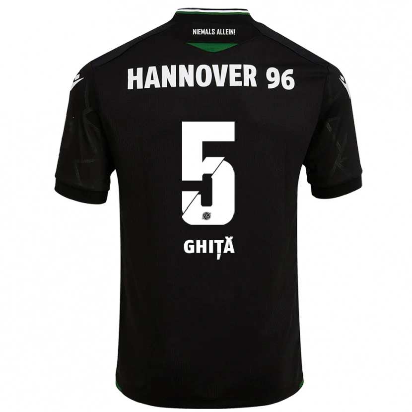 Danxen Børn Virgil Ghiță #5 Sort Grøn Udebane Spillertrøjer 2025/26 Trøje T-Shirt