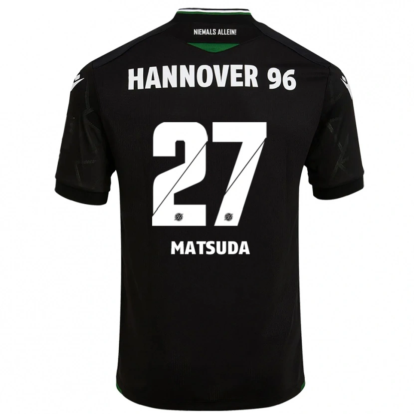 Danxen Børn Hayate Matsuda #27 Sort Grøn Udebane Spillertrøjer 2025/26 Trøje T-Shirt