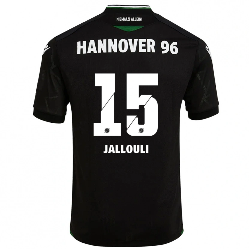 Danxen Børn Marouan Jallouli #15 Sort Grøn Udebane Spillertrøjer 2025/26 Trøje T-Shirt