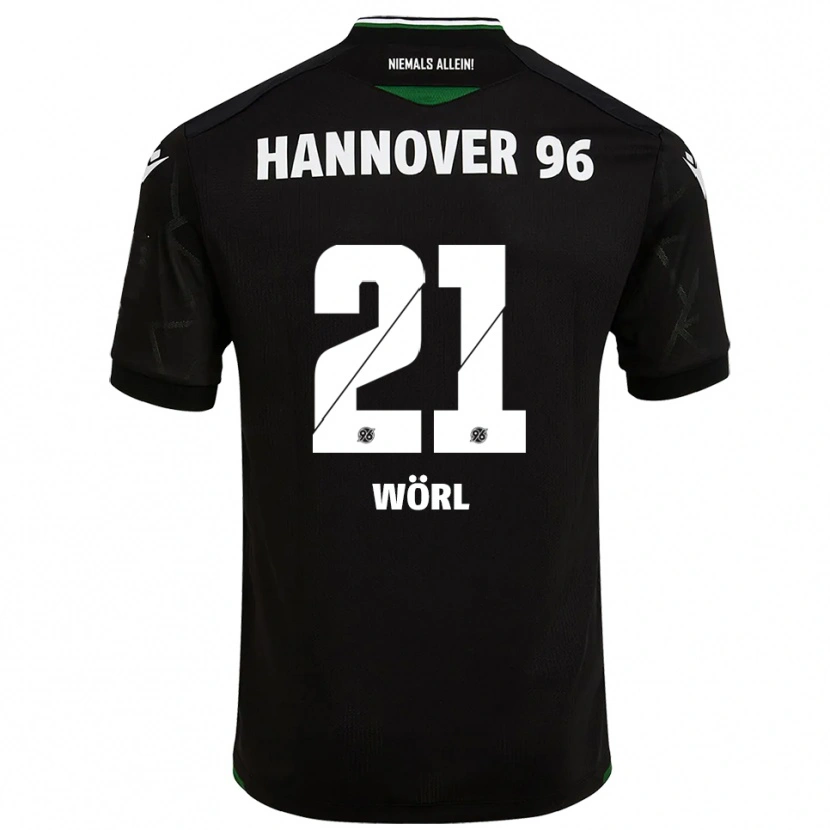 Danxen Børn Marius Wörl #21 Sort Grøn Udebane Spillertrøjer 2025/26 Trøje T-Shirt