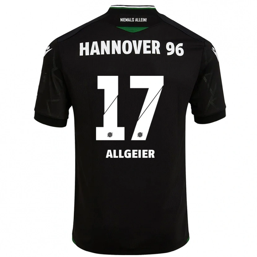 Danxen Børn Bastian Allgeier #17 Sort Grøn Udebane Spillertrøjer 2025/26 Trøje T-Shirt