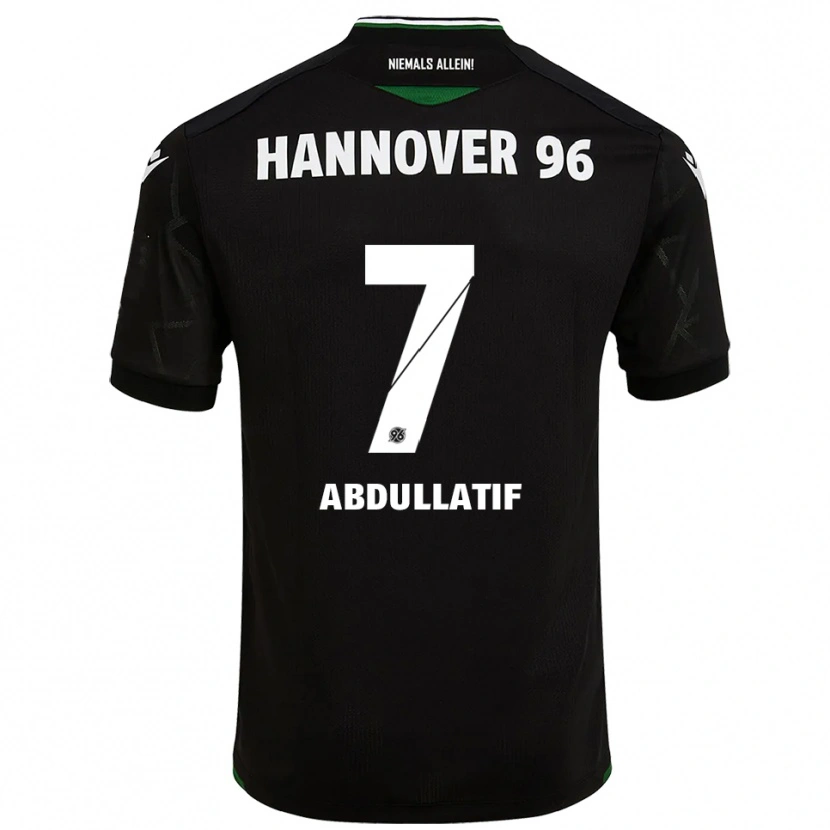 Danxen Børn Mustafa Abdullatif #7 Sort Grøn Udebane Spillertrøjer 2025/26 Trøje T-Shirt