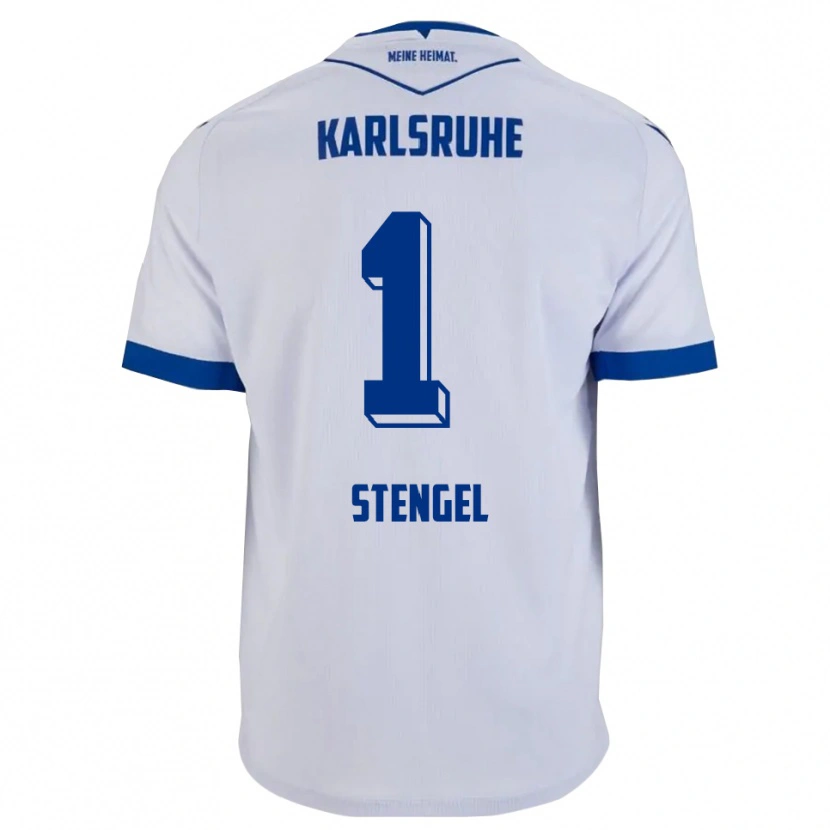 Danxen Børn Konstantin Stengel #1 Hvid Blå Udebane Spillertrøjer 2025/26 Trøje T-Shirt