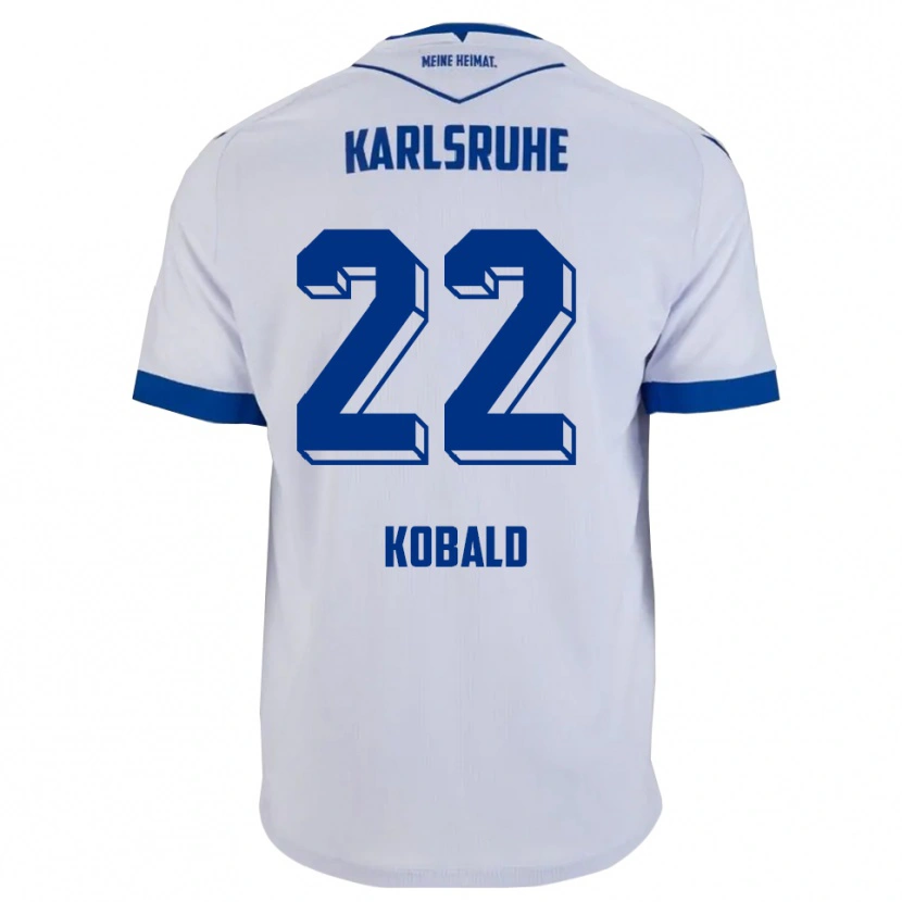 Danxen Børn Christoph Kobald #22 Hvid Blå Udebane Spillertrøjer 2025/26 Trøje T-Shirt