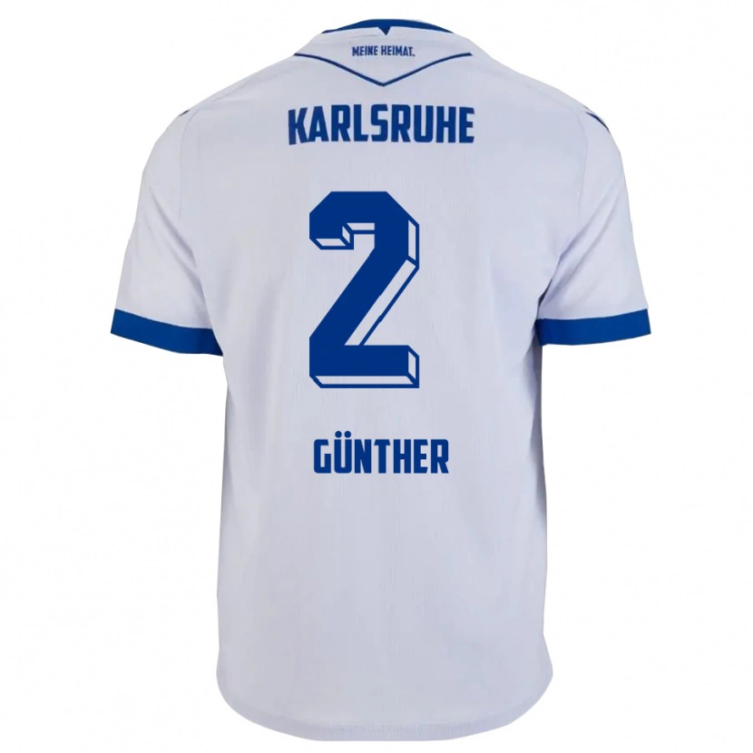 Danxen Børn Noah Günther #2 Hvid Blå Udebane Spillertrøjer 2025/26 Trøje T-Shirt