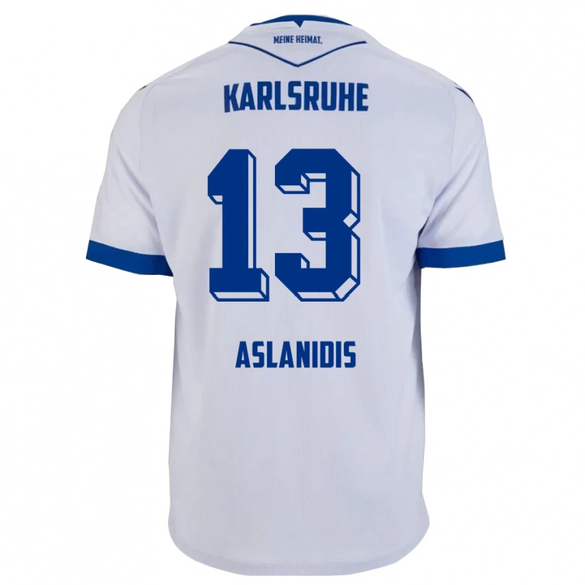 Danxen Børn Ioannis Aslanidis #13 Hvid Blå Udebane Spillertrøjer 2025/26 Trøje T-Shirt