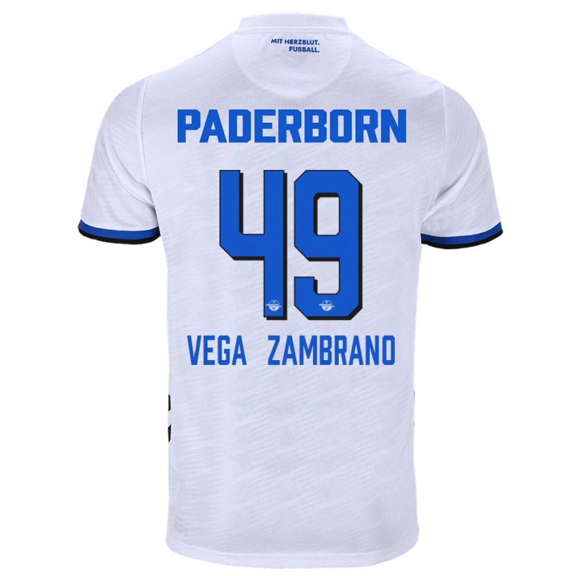 Danxen Børn Joel Vega Zambrano #49 Hvid Blå Udebane Spillertrøjer 2025/26 Trøje T-Shirt