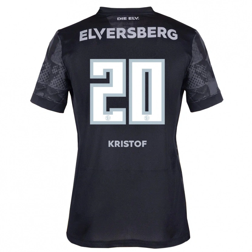 Danxen Børn Nicolas Kristof #20 Sort Grå Udebane Spillertrøjer 2025/26 Trøje T-Shirt